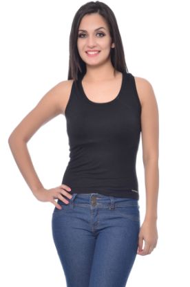 Picture of Frenchtrendz Modal Spandex Black Racer Back Medium Length Tank Tops