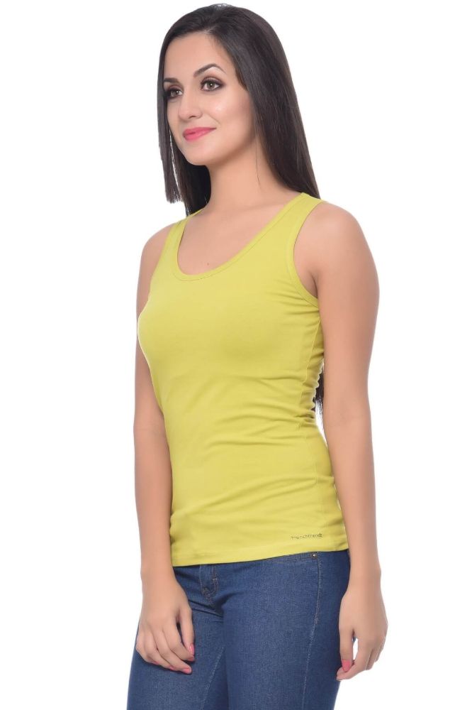 Picture of Frenchtrendz Cotton Spandex Lime Medium Length Tank Tops