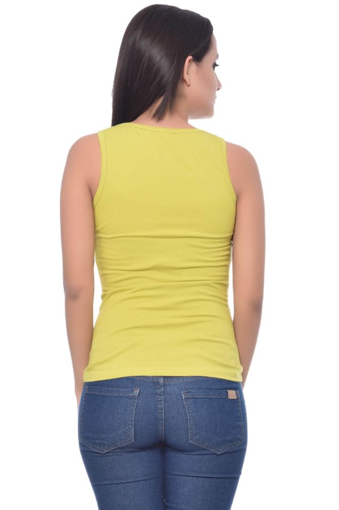 Picture of Frenchtrendz Cotton Spandex Lime Medium Length Tank Tops