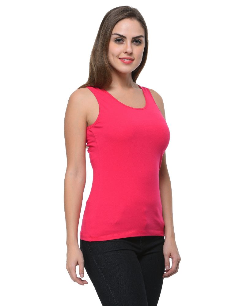 Picture of Frenchtrendz Cotton Spandex Swe Pink Medium Length Tank Top