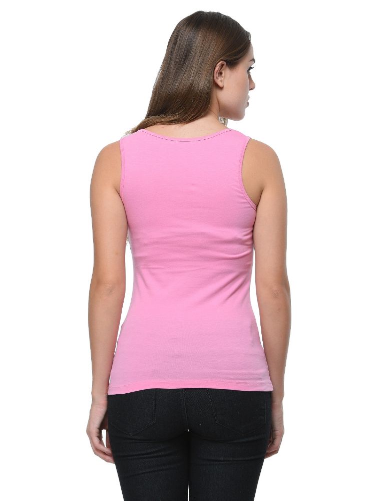 Picture of Frenchtrendz Cotton Spandex Baby Pink Medium Length Tank Tops