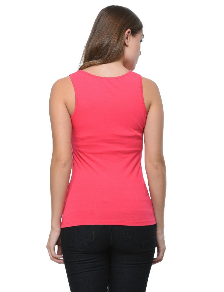 Picture of Frenchtrendz Cotton Spandex Dark Pink Medium Length Tank Tops