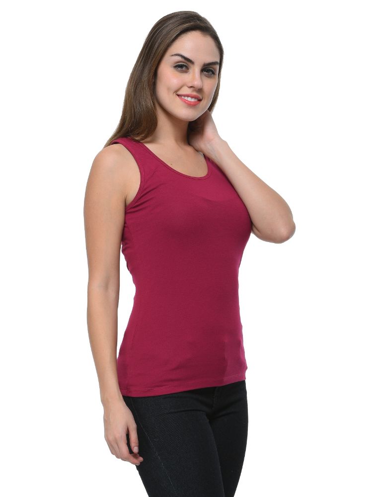 Picture of Frenchtrendz Cotton Spandex Dark Violet Medium Length Tank Top
