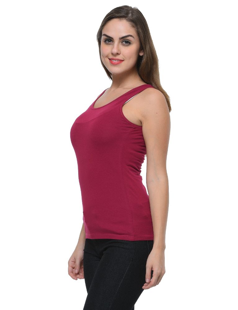 Picture of Frenchtrendz Cotton Spandex Dark Violet Medium Length Tank Tops
