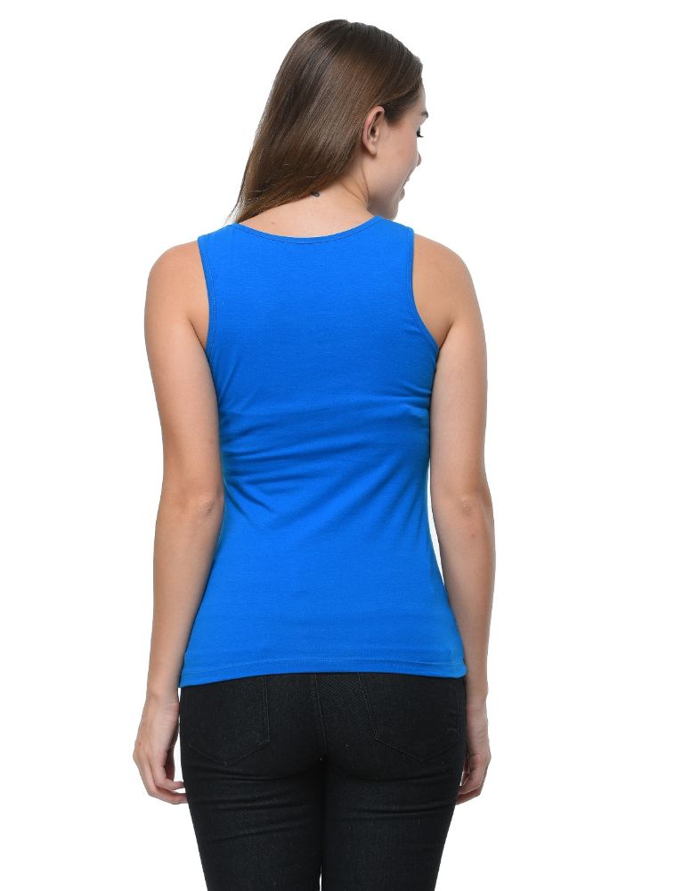 Picture of Frenchtrendz Cotton Spandex Royal Blue Medium Length Tank Tops
