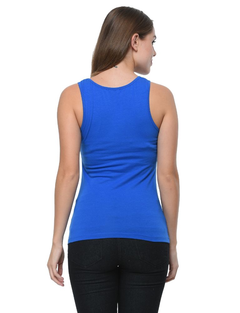 Picture of Frenchtrendz Cotton Spandex Blue Medium Length Tank Tops