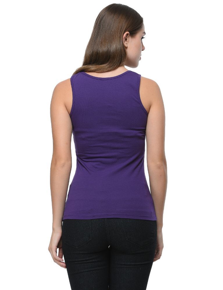 Picture of Frenchtrendz Cotton Spandex Purple Medium Length Tank Tops