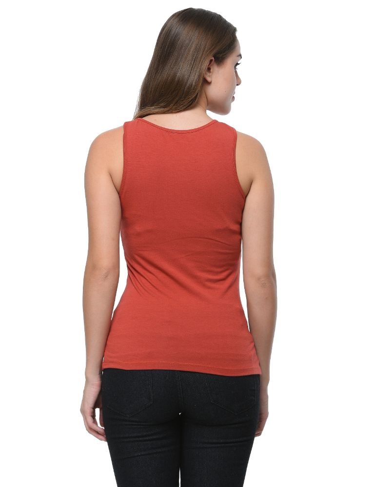 Picture of Frenchtrendz Cotton Spandex Dark Rust Medium Length Tank Tops