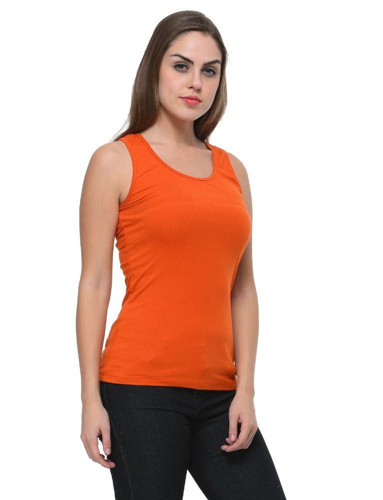 Picture of Frenchtrendz Cotton Spandex Rust Medium Length Tank Tops