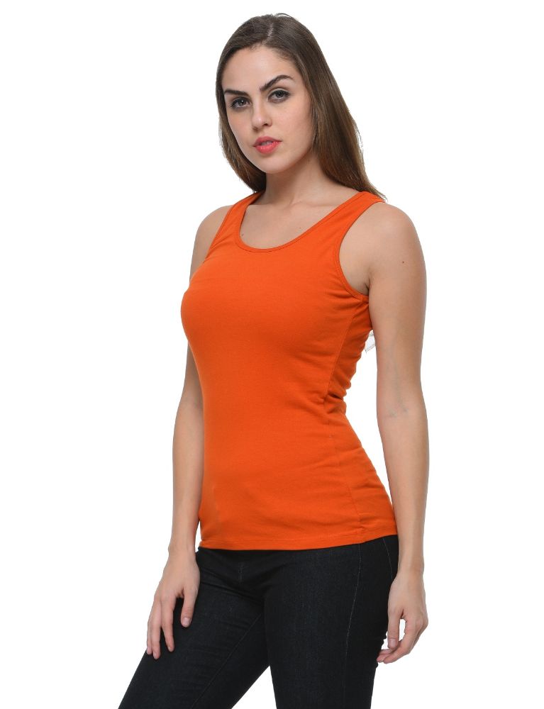 Picture of Frenchtrendz Cotton Spandex Rust Medium Length Tank Tops