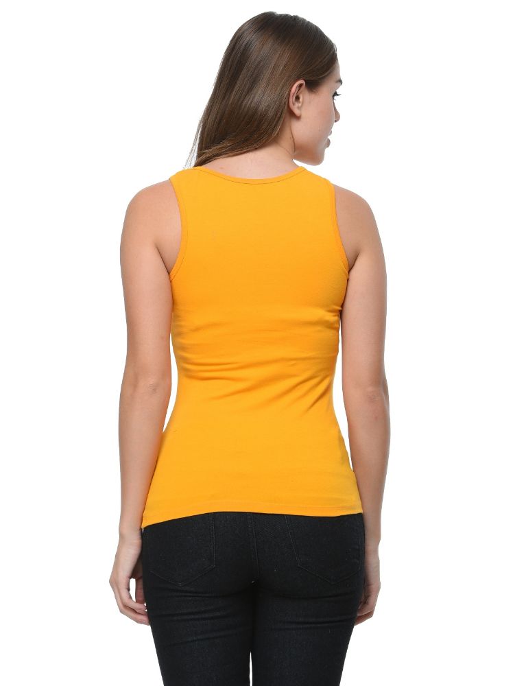Picture of Frenchtrendz Cotton Spandex Light Mustard Medium Length Tank Tops