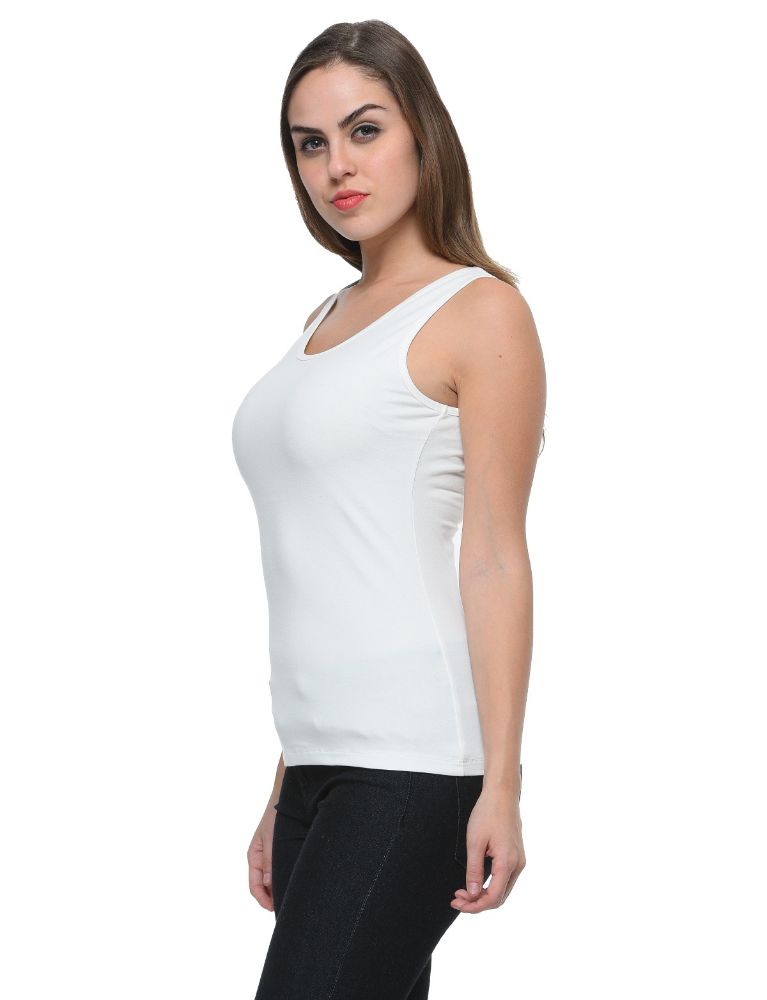 Picture of Frenchtrendz Cotton Spandex Ivory Medium Length Tank Top