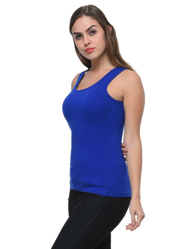 Picture of Frenchtrendz Cotton Spandex Ink Blue Medium Length Tank Tops