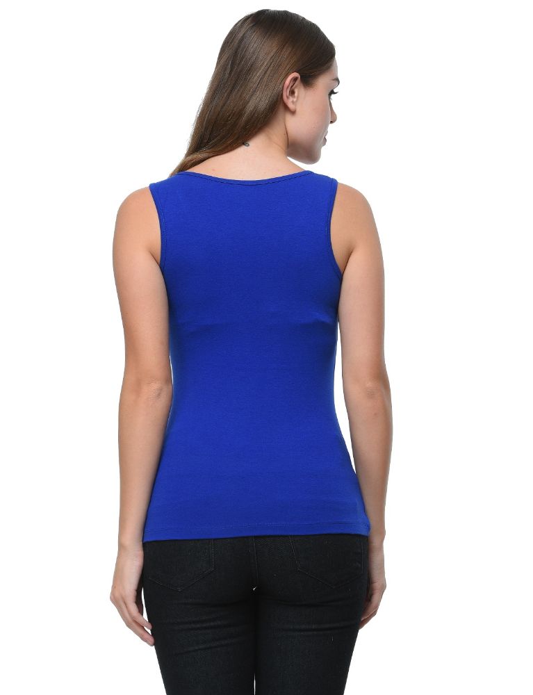 Picture of Frenchtrendz Cotton Spandex Ink Blue Medium Length Tank Tops