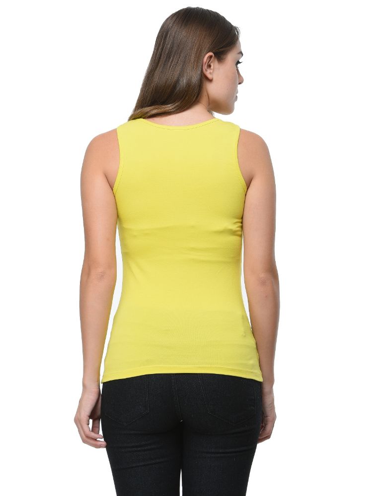 Picture of Frenchtrendz Cotton Spandex Neon Yellow Medium Length Tank Tops