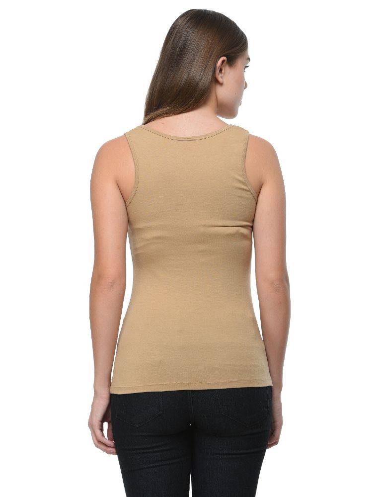 Picture of Frenchtrendz Cotton Spandex Dark Beige Medium Length Tank Tops