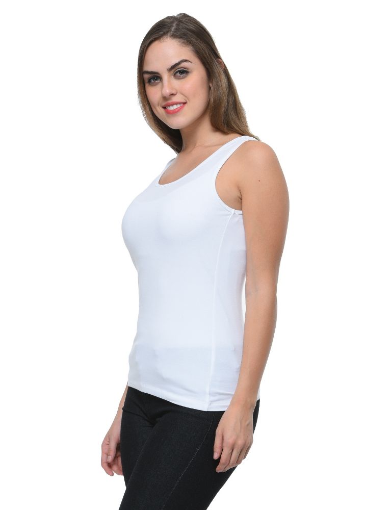 Picture of Frenchtrendz Cotton Spandex White Medium Length Tank Tops