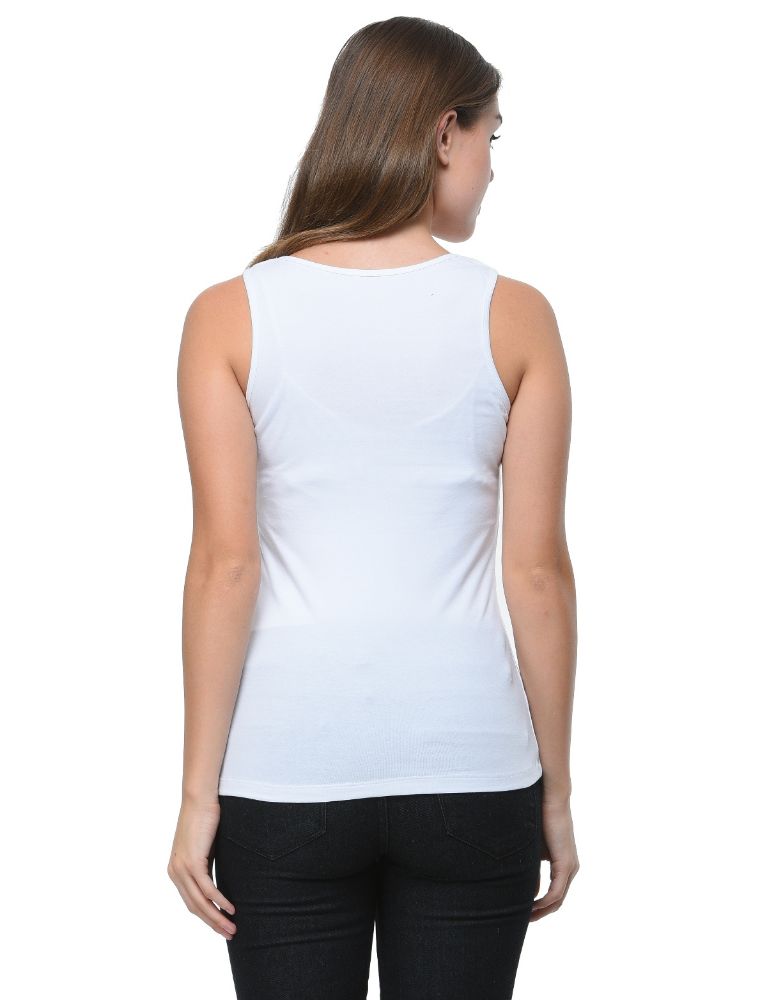 Picture of Frenchtrendz Cotton Spandex White Medium Length Tank Tops