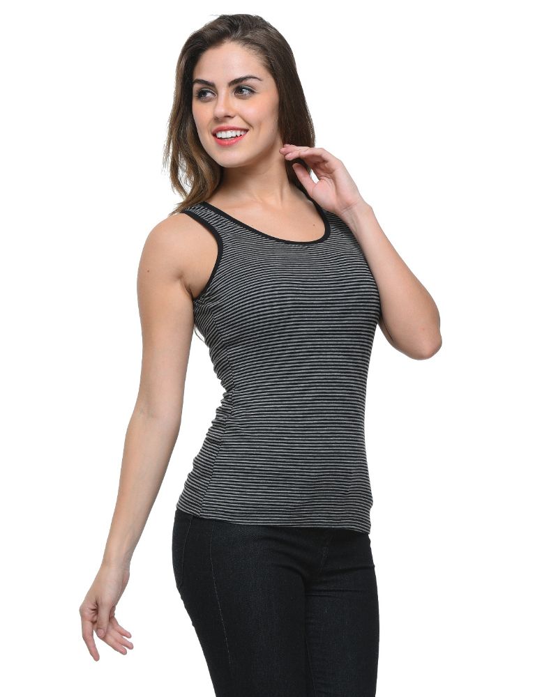 Picture of Frenchtrendz Cotton Spandex Stripe Medium Length Tank Tops