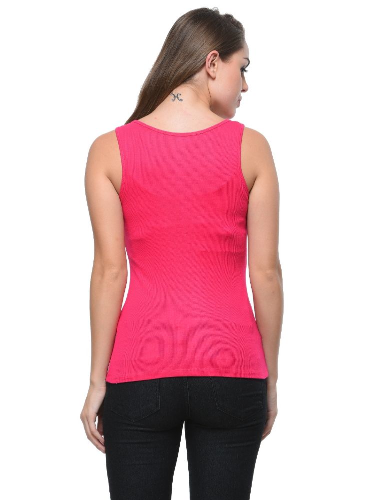 Picture of Frenchtrendz Rib Viscose Swe Pink Medium Length Tank Tops