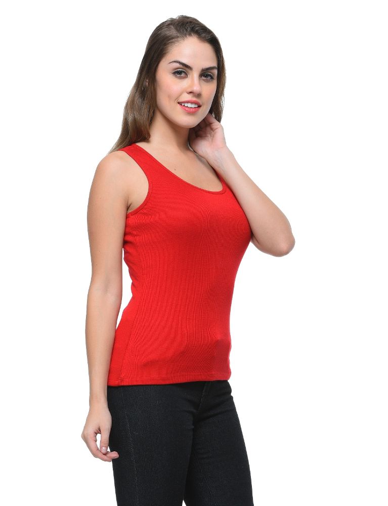 Picture of Frenchtrendz Rib Viscose Maroon Medium Length Tank Tops