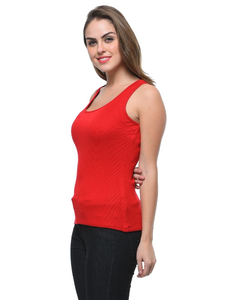 Picture of Frenchtrendz Rib Viscose Maroon Medium Length Tank Tops