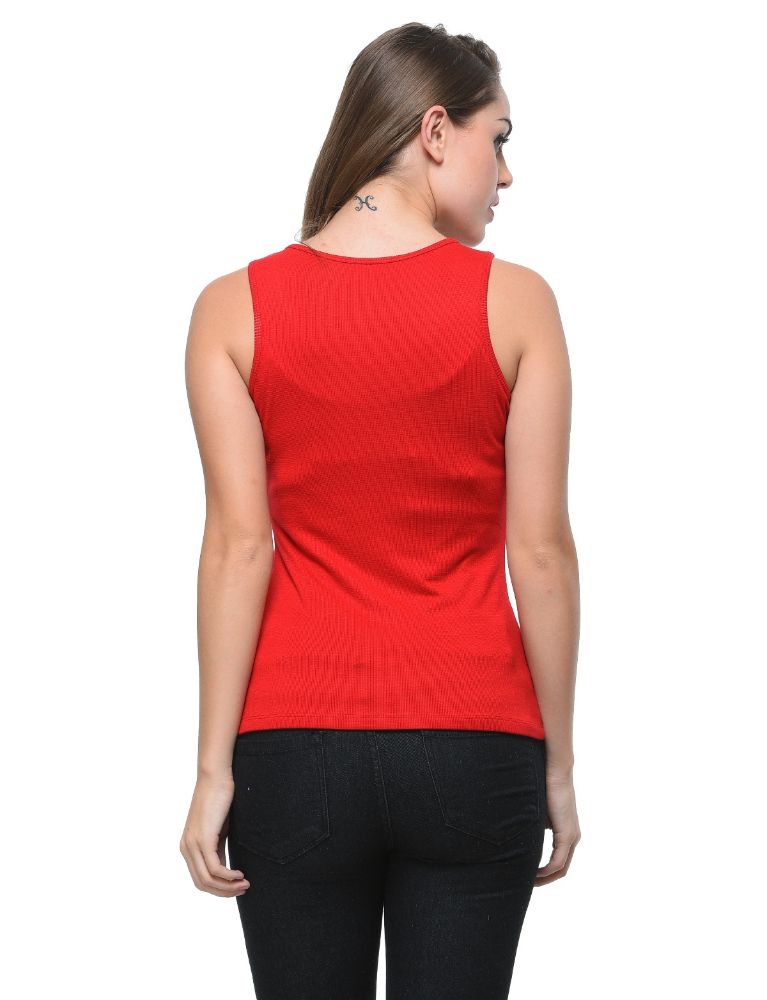 Picture of Frenchtrendz Rib Viscose Maroon Medium Length Tank Tops