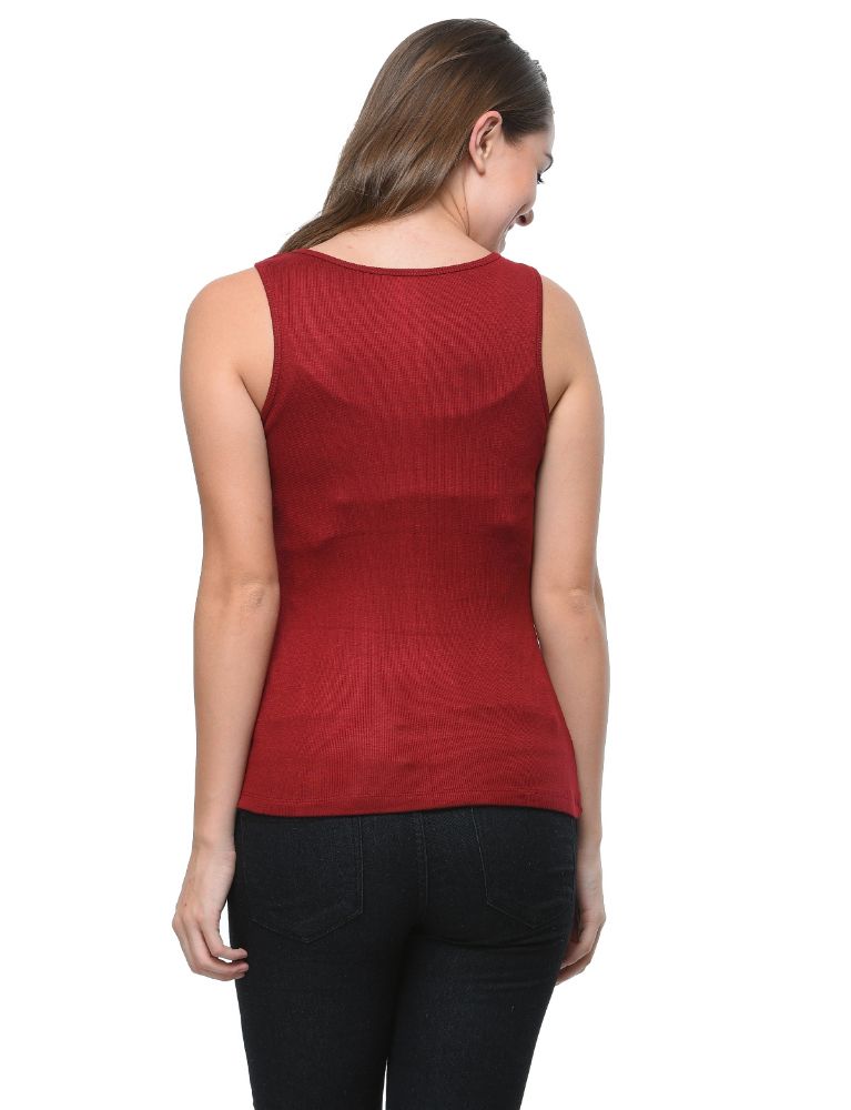 Picture of Frenchtrendz Rib Viscose Dark Maroon Medium Length Tank Tops
