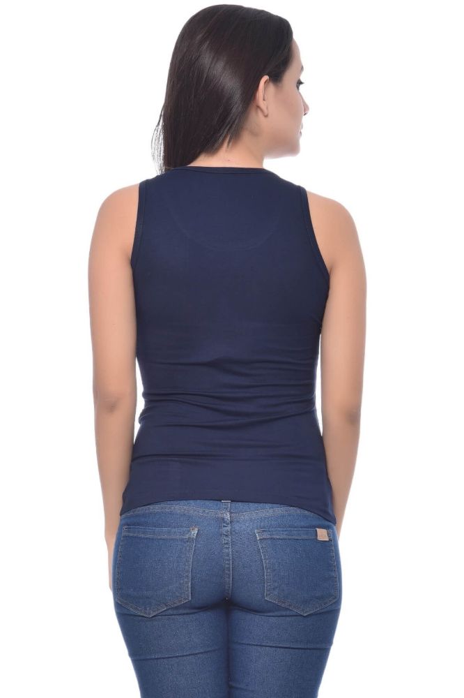 Picture of Frenchtrendz Viscose Spandex Navy Medium Length Tank Tops
