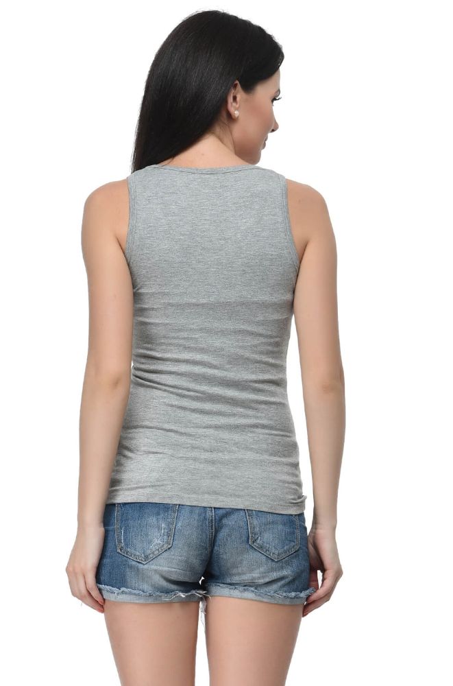 Picture of Frenchtrendz Viscose Spandex Grey Medium Length Tank Top