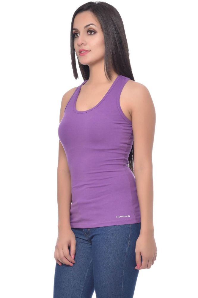 Picture of Frenchtrendz Cotton Spandex Light Purple Racer Back Tank Top