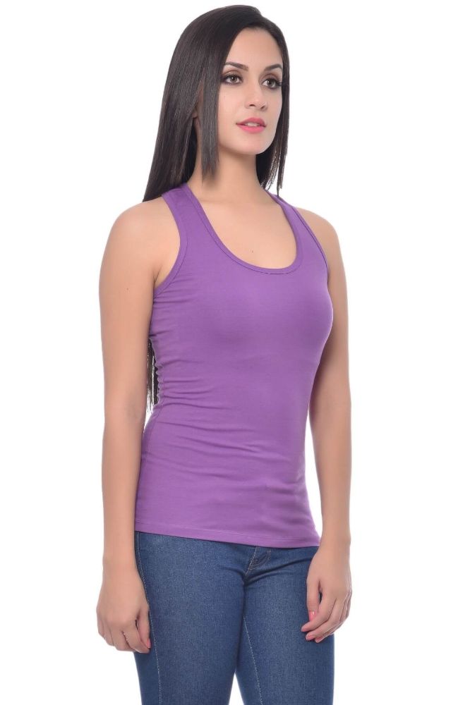 Picture of Frenchtrendz Cotton Spandex Light Purple Racer Back Tank Tops