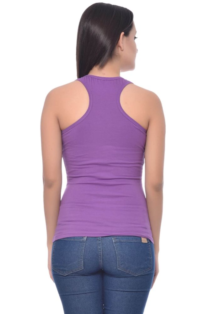 Picture of Frenchtrendz Cotton Spandex Light Purple Racer Back Tank Tops