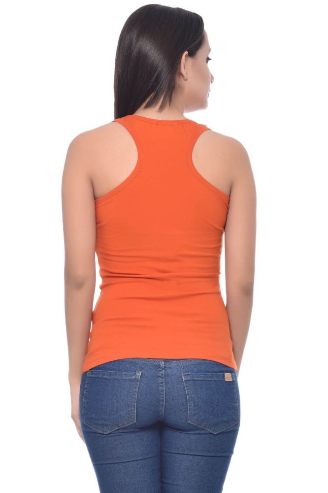 Picture of Frenchtrendz Cotton Spandex Rust Racer Back Tank Top