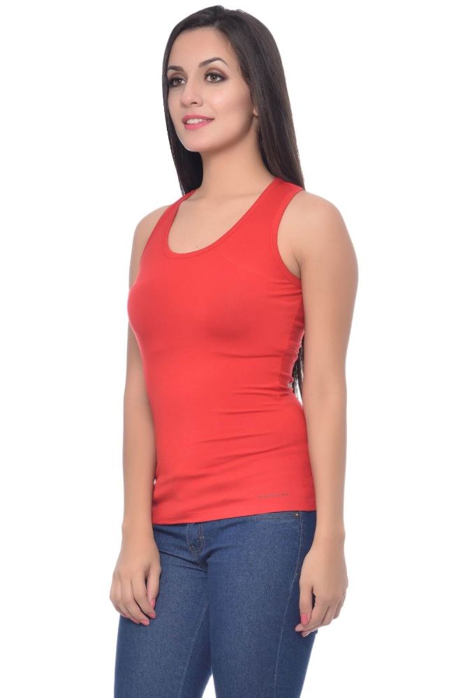 Picture of Frenchtrendz Modal Spandex Red Racer Back Medium Length Tank Tops