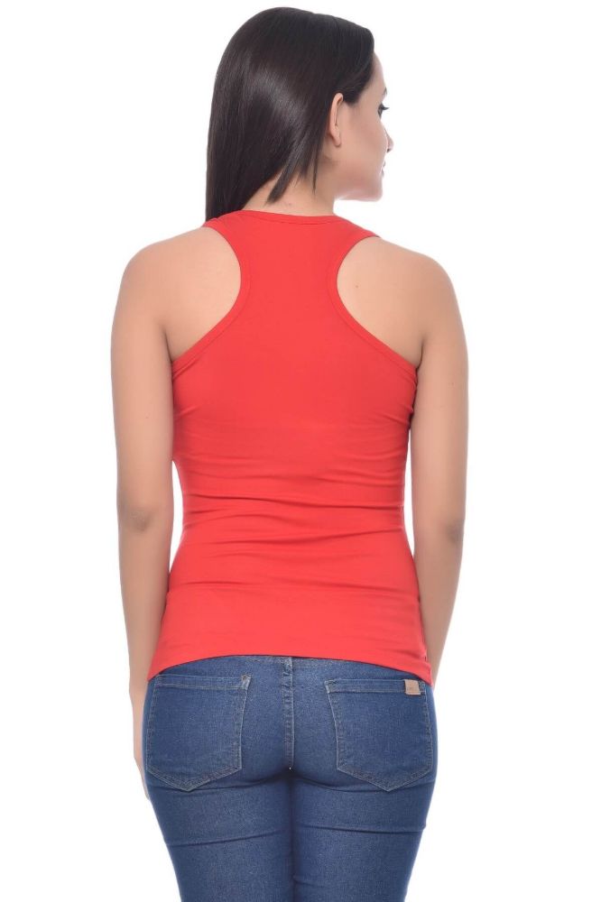 Picture of Frenchtrendz Modal Spandex Red Racer Back Medium Length Tank Tops