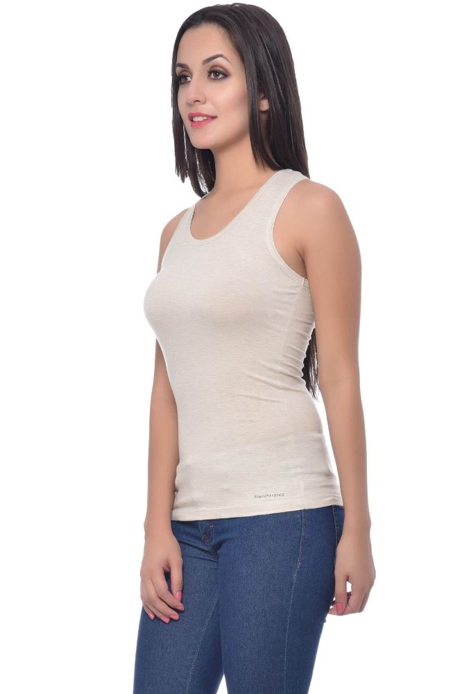 Picture of Frenchtrendz Modal Spandex Oatmeal Racer Back Medium Length Tank Tops