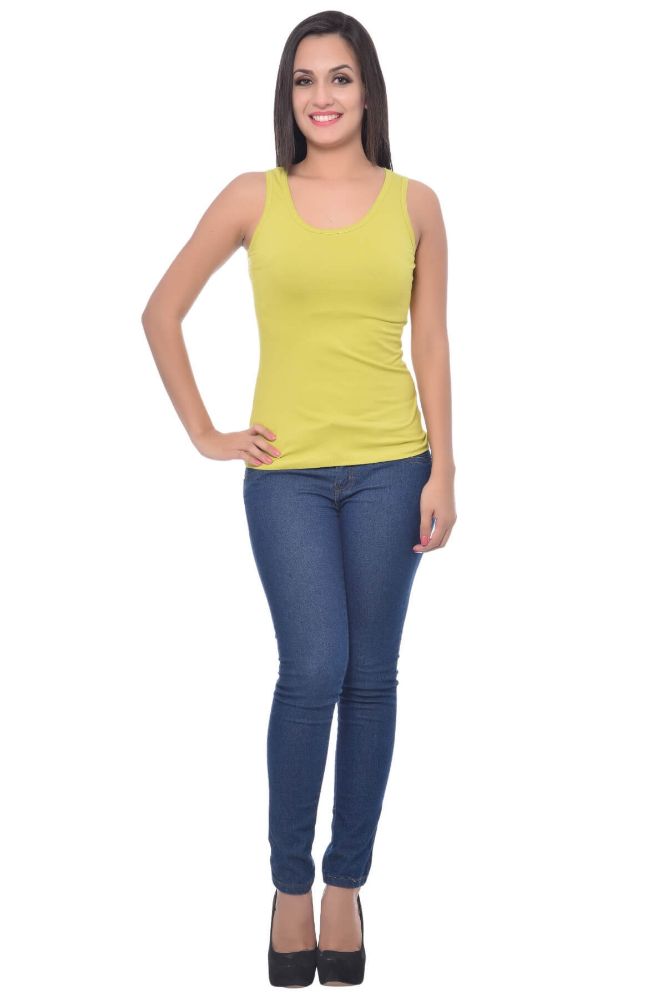 Picture of Frenchtrendz Cotton Spandex Lime Medium Length Tank Tops