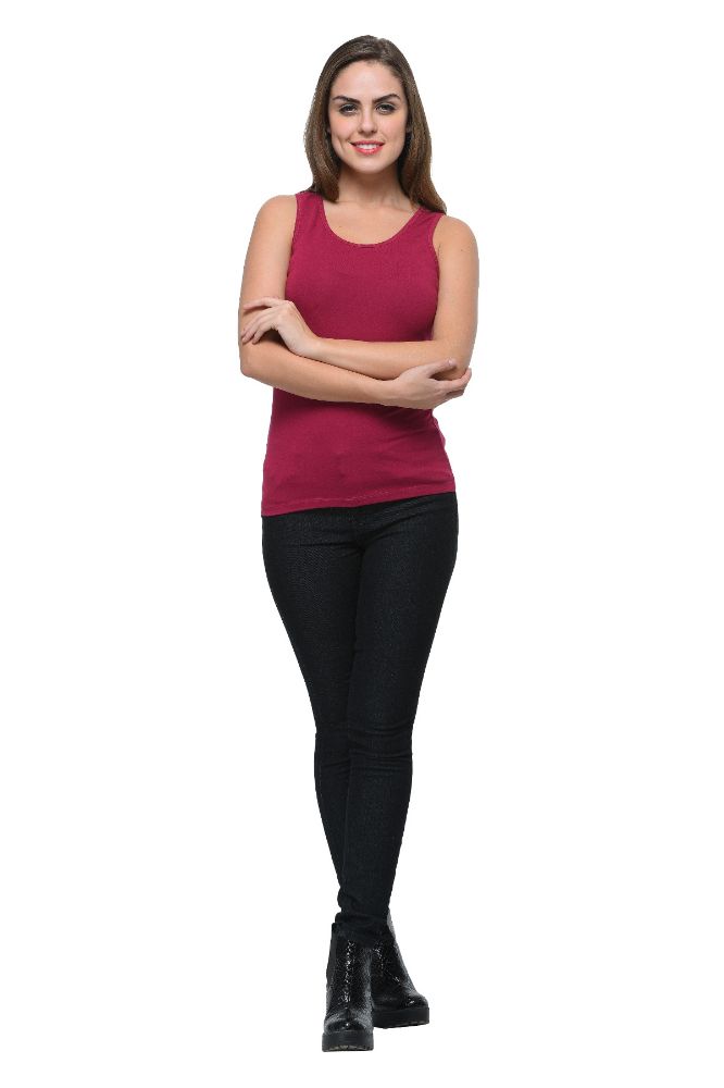 Picture of Frenchtrendz Cotton Spandex Dark Violet Medium Length Tank Tops