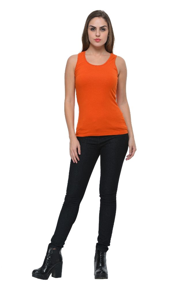 Picture of Frenchtrendz Cotton Spandex Rust Medium Length Tank Tops