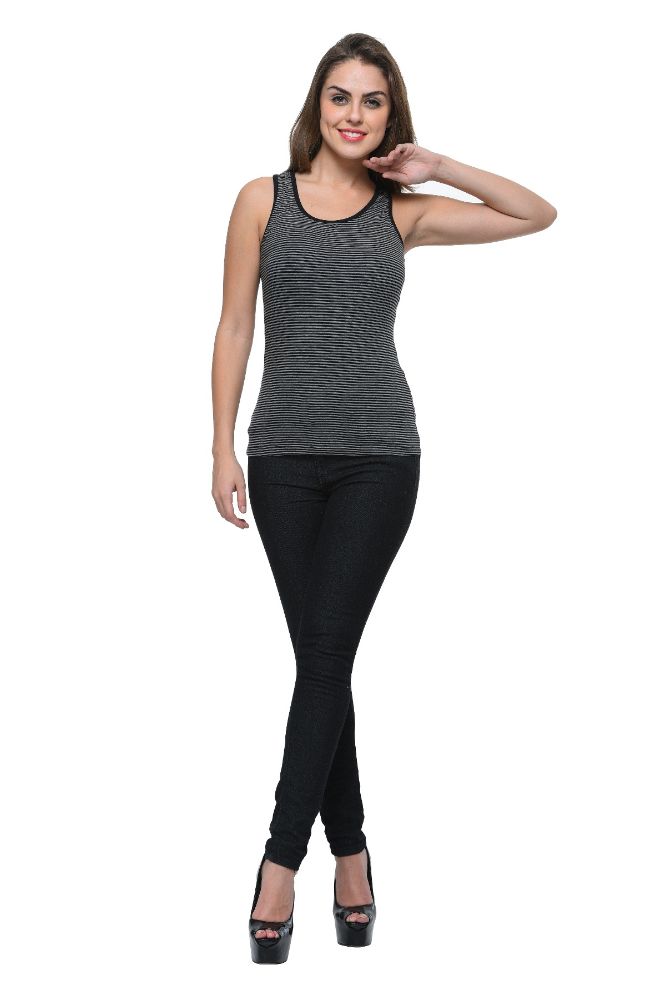 Picture of Frenchtrendz Cotton Spandex Stripe Medium Length Tank Tops