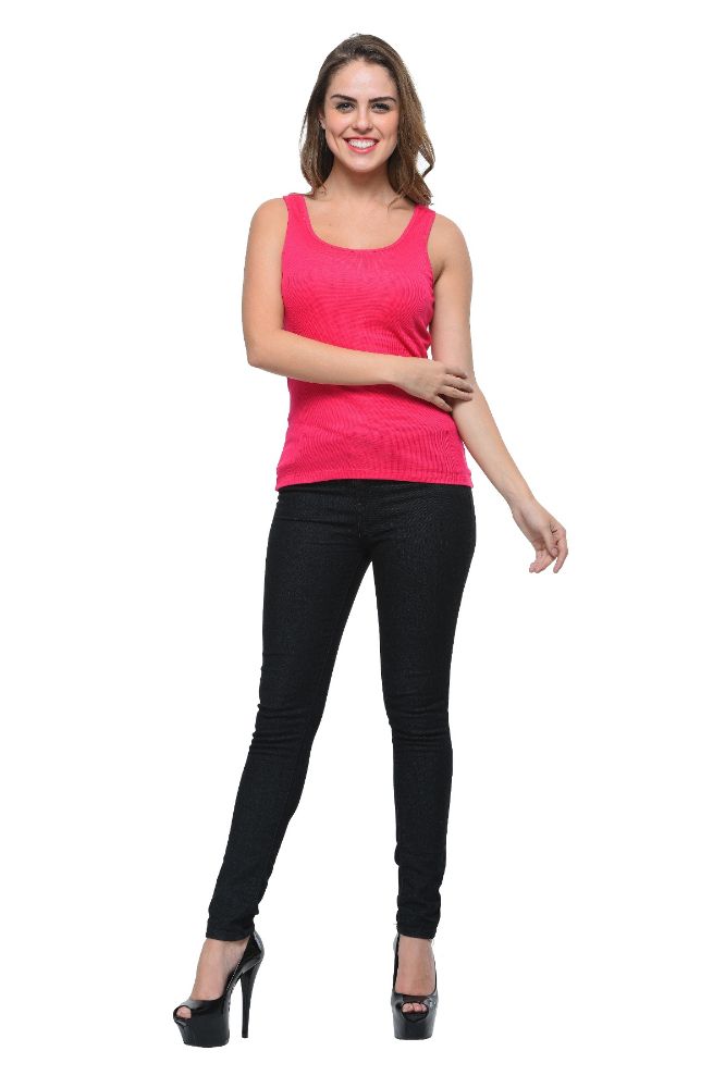 Picture of Frenchtrendz Rib Viscose Swe Pink Medium Length Tank Tops