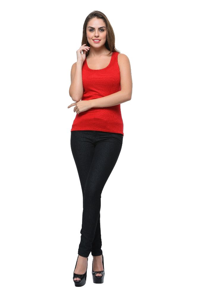 Picture of Frenchtrendz Rib Viscose Maroon Medium Length Tank Tops