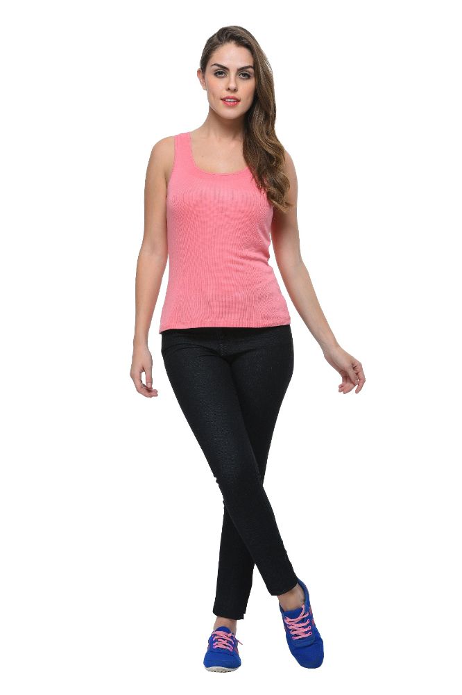 Picture of Frenchtrendz Rib Viscose Coral Medium Length Tank Tops