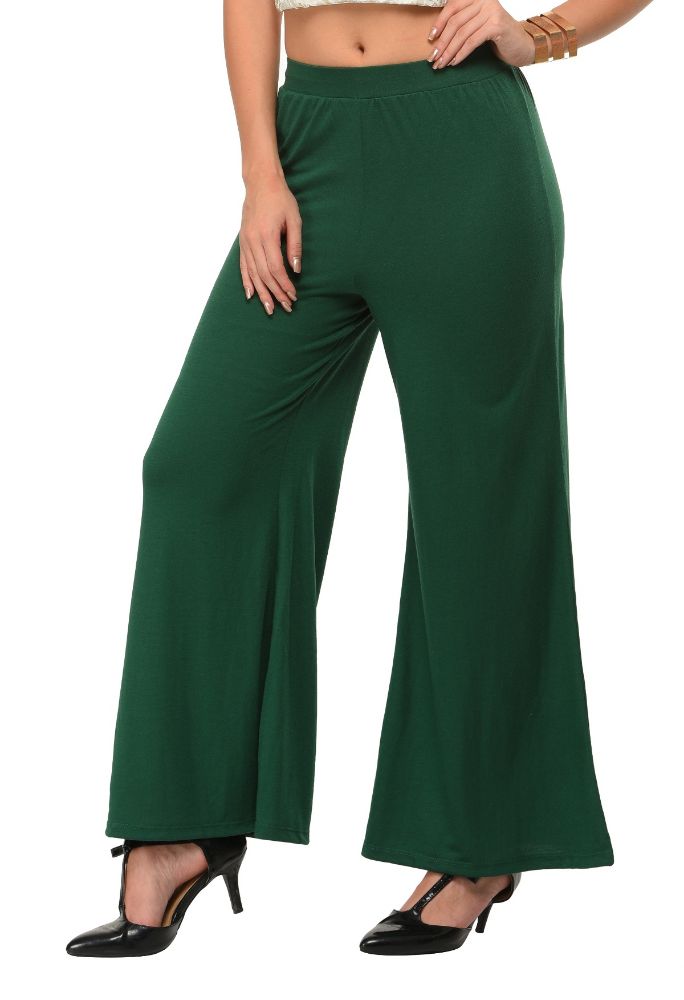 Picture of Frenchtrendz Poly Viscose Dark Green Palazzos