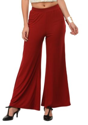 Picture of Frenchtrendz Poly Viscose Dark Maroon Palazzos
