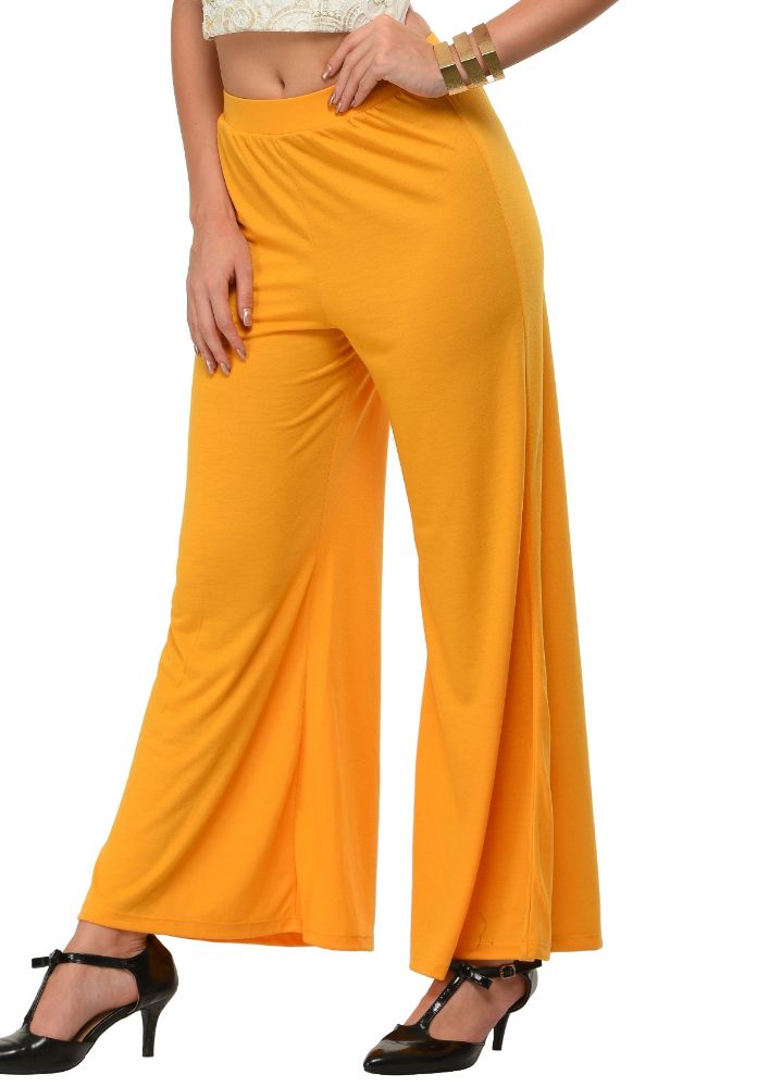 Picture of Frenchtrendz Poly Viscose Mustard Palazzos
