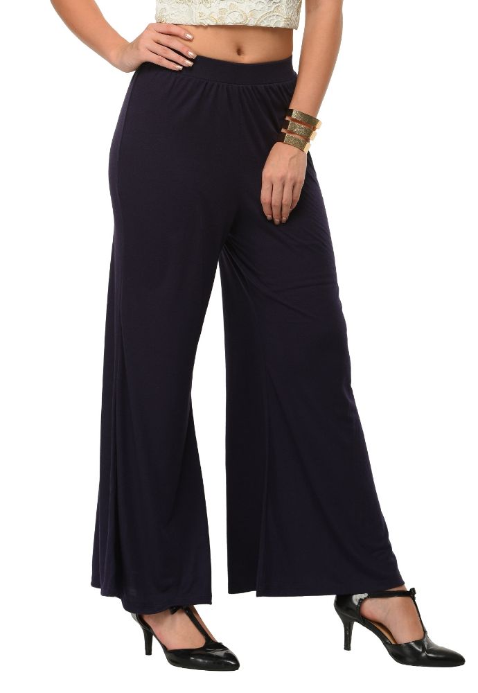 Picture of Frenchtrendz Poly Viscose Navy Palazzos