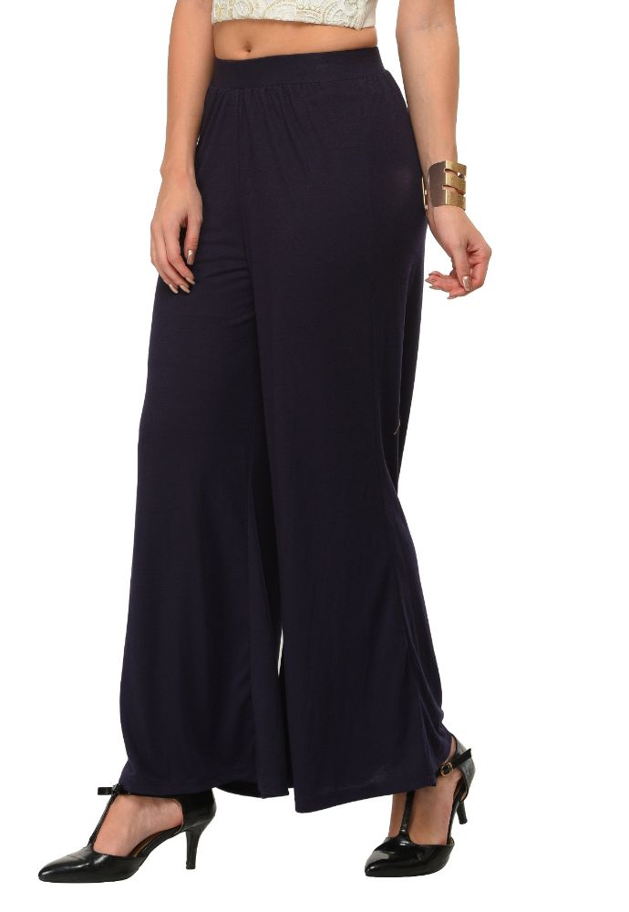 Picture of Frenchtrendz Poly Viscose Navy Palazzos