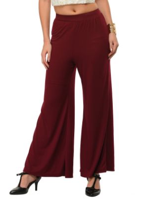 Picture of Frenchtrendz Poly Viscose Plum Palazzos